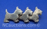 Sterling Silver Scottish Terrier Dogs Brooch Pin 9 Grams