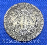 1920 Mexico Un-Peso 72% Silver Coin 16 Grams