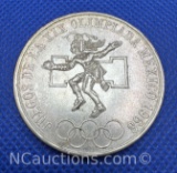 1968 Mexico Olympics 25 Pesos 72% Silver Coin 22 Grams