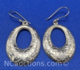 Sterling Silver Engraved Earrings 6 Grams