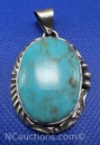 Navajo Sterling Silver Turquoise Pendant 23 Grams