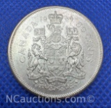 1965 Canadian Half Dollar 80% Silver Coin 11 Grams