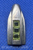 Sterling Silver Square Cut Peridot Gemstone Pendant 6 Grams
