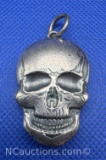 2 Troy Oz .999 Fine Silver Skull Bullion Pendant 63 Grams