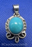 Navajo Sterling Silver Turquoise Pendant 6.9 grams