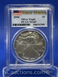 PCGS MS69 2006 First Strike Silver Eagle 1 Troy Oz .999 Fine Silver Bullion Coin