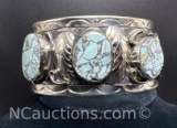 Navajo Turquoise Leaf Cuff Bracelet 60 Grams