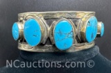 Navajo Turquoise Leaf Cuff Bracelet 42 Grams
