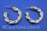 Sterling Silver Chain Hoop Earrings 9 Grams
