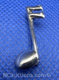 Sterling Silver Music Note Brooch Pin 1 Gram