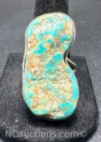 Vintage Navajo Sterling Silver Turquoise Ring 13 Grams Size 8