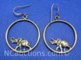 Sterling Silver Elephant Dangle Earrings 10 Grams