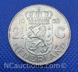 1962 Netherlands 2 1/2 Gulden 72% Silver Coin 15 Grams