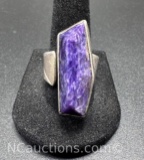 Sterling Silver Purple Charoite Stone Ring 14 Grams Size 9
