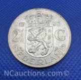 Netherlands 2 1/2 Gulden 72% Silver Coin 15 Grams
