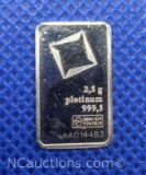 Valcambi Suisse 2.5 Gram Platinum Bullion Bar