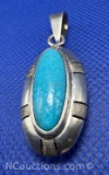 Sterling Silver Turquoise Pendant 6 Grams