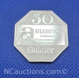 Rusino Casino Sterling Silver 50 Guilder Coin 14 Grams