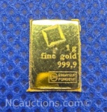 1 Gram 999.9 Fine Gold Bullion Bar