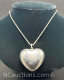 Sterling Silver Heart Pendant Necklace 10 Grams