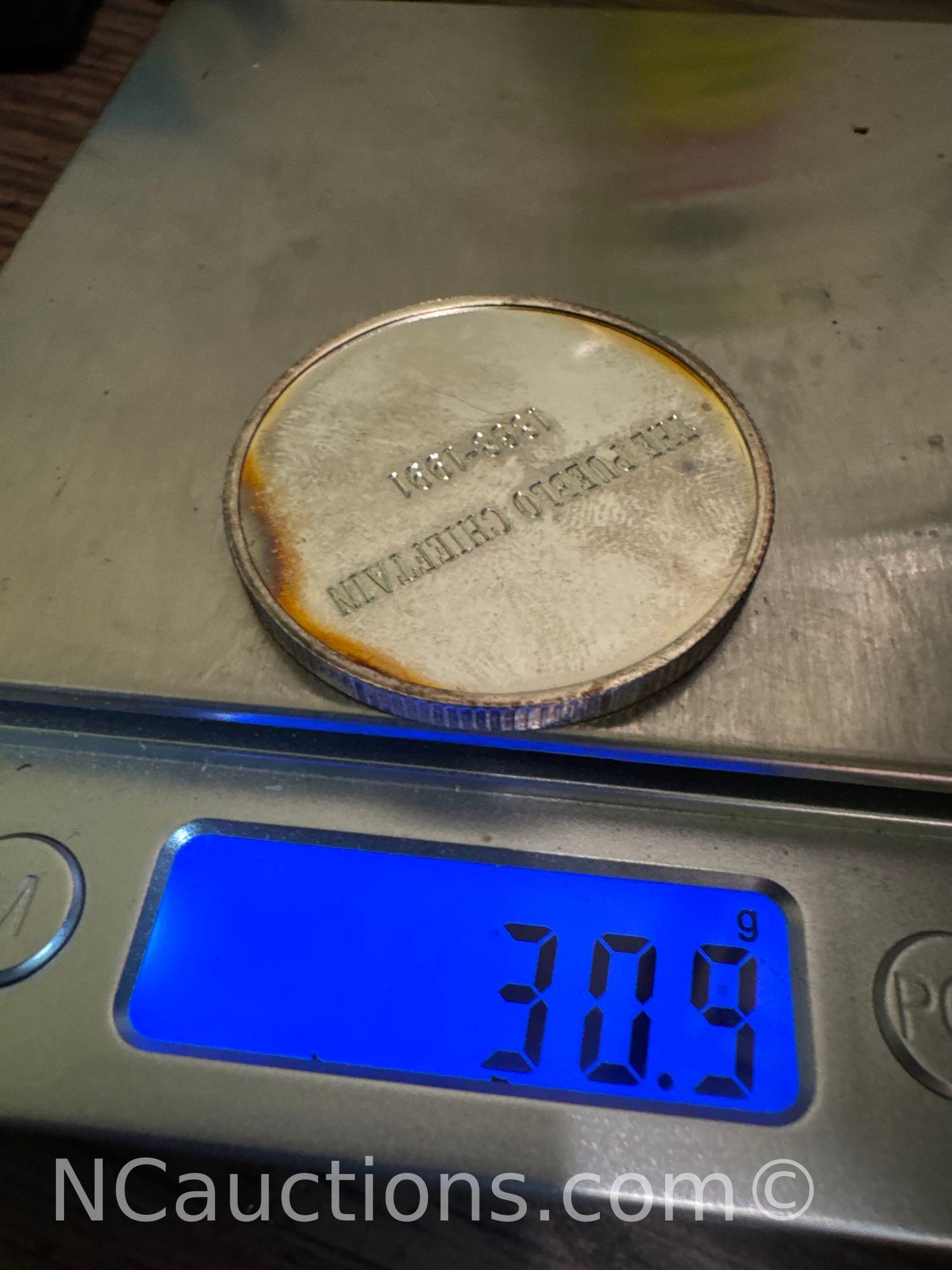 コレクション The Pueblo Chieftain one troy ounce The Pueblo Chieftain 1 Troy Oz .999 Fine Silver | Proxibid