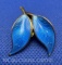 Vintage David Anderson Sterling Silver Blue Enamel Leaf Brooch 4 GRAMS