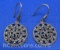 Sterling Silver Round Filigree Marcasite Drop Earrings 5 Grams