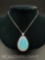 Synthetic Opal And CZ Necklace Pendant 8 Grams