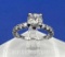 Sterling Silver Diamond Ring With Accented Diamond Band Size 8