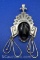 Sterling Silver Handcarved Black Onyx Carved Face Pendant 31 grams