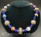 Lapis Cloisonne Silver Bead Necklace 92 Grams