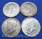 4 1964 Kennedy 90% Silver Half Dollar Coins 50 Grams