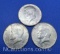 3 Kennedy 40% Silver Half Dollar Coins 34 Grams