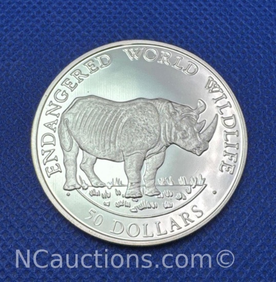 1990 Cook Islands 90% Silver $50 Endangered World Wildlife Bullion Coin 19 Grams