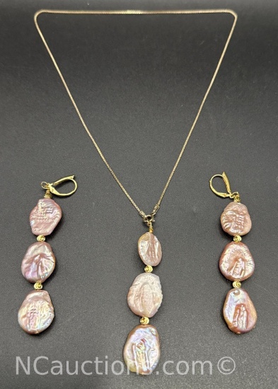 Fine Baroque Pearl NecklaceEarrings Chainsigned Milar, Italy, 22 Grams