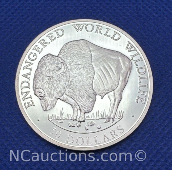 1990 Cook Islands 90% Silver $50 Endangered World Wildlife Bullion Coin 19 Grams