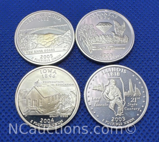 90% Silver US State Quarters 25 Grams West Virginia Arkansas Iowa Illinois