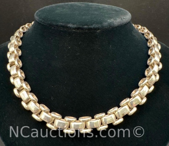 Sterling Silver Box Link Choker Necklace 84 Grams