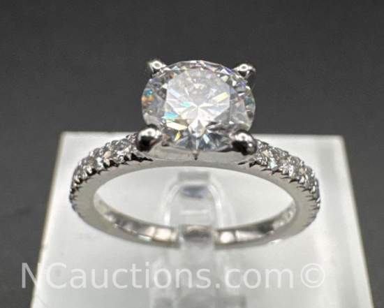 Preveli Sterling Silver Brilliant Round Cut Diamond Ring 2 Grams Size 6 1Ct