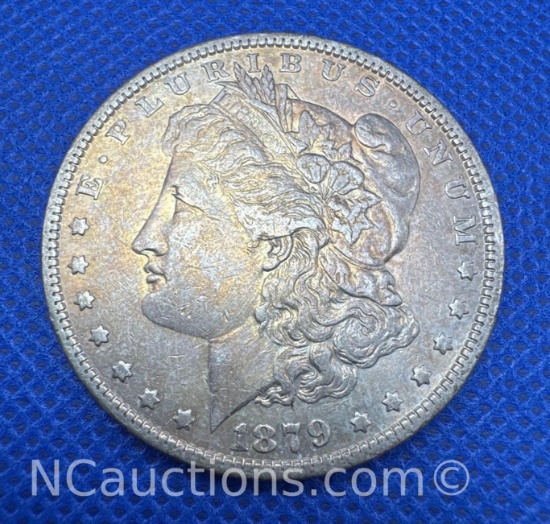 1879 Morgan Silver Dollar 90% Silver Coin With Toning 26 Grams