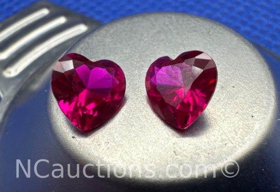 Set Of Heart Cut Ruby Gemstone 2 ct