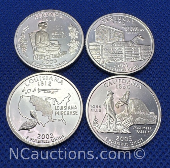90% Silver US State Quarters 25 Grams Alabama Louisiana California Kentucky