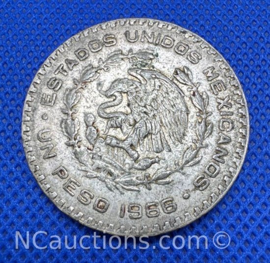 1966 Mexico UN Peso 10 % Silver Coin 16 Grams