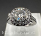 Preveli Sterling Silver Brilliant Round Cut Diamond Ring 3 Grams Size 5 1Ct