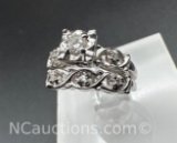 14k White Gold Diamond Engagement Ring Set 4.6 Grams Size 5