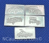 Sterling Silver Automotive Bullion Bars 8 grams White Mercedes 1916 Dodge etc
