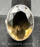 Sterling Silver Oval Smokey Quartz Ring 10 Grams Size 7