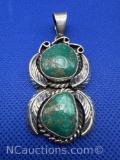 Navajo Sterling Silver Turquoise Pendant 24 Grams