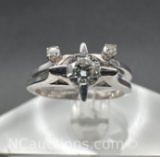 14k White Gold Star Diamond Engagement Ring Set 4 Grams Size 7