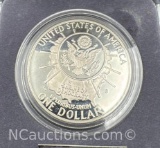 1991 Mount Rushmore Anniversary 90% Silver Dollar Coin With COA 26 Grams